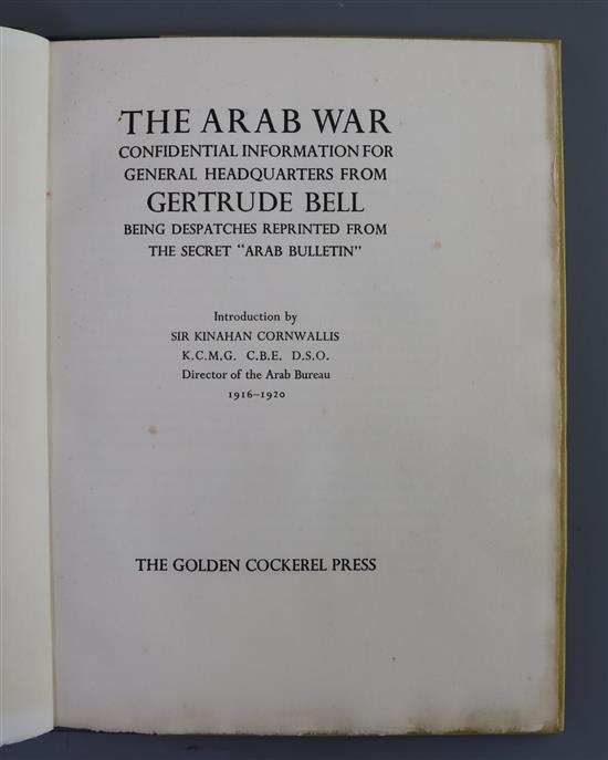 Golden Cockerel Press - Bell, Gertrude - The Arab War, one of 500, original quarter niger, London 1940